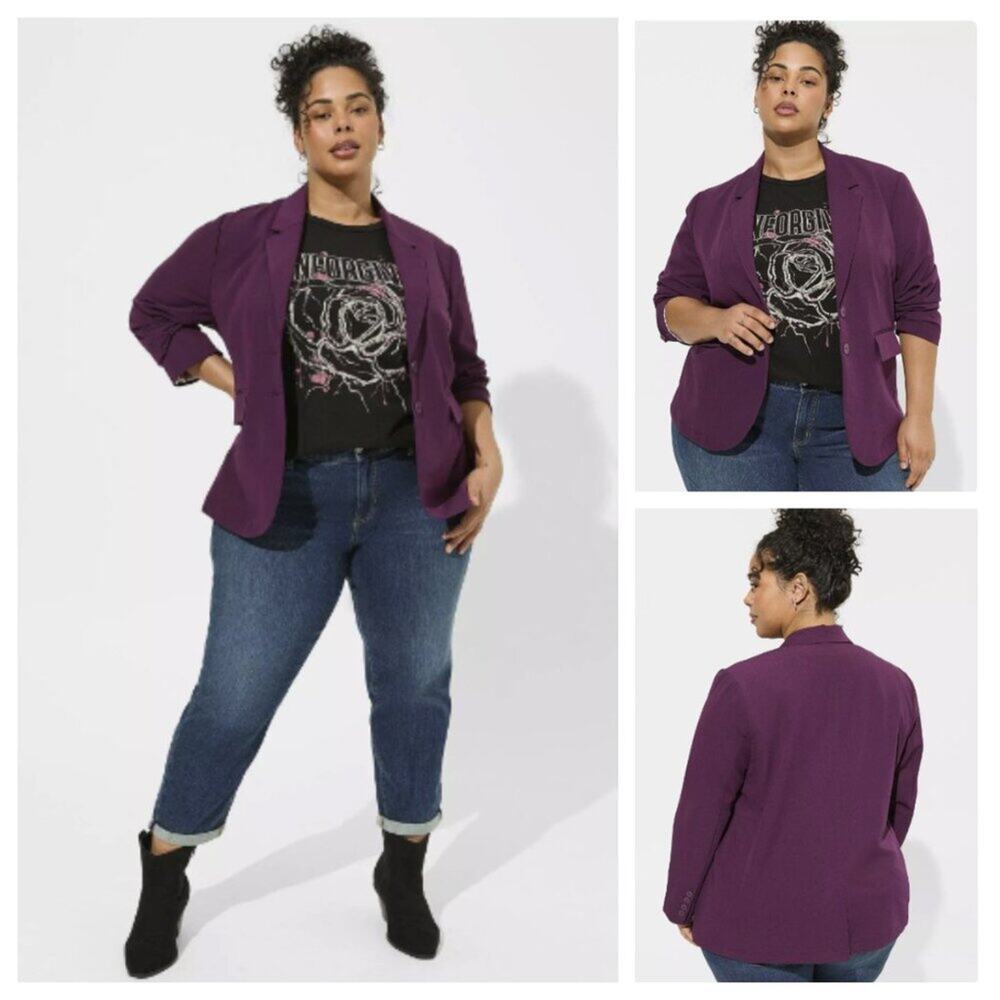 NWT Torrid Women's Relaxed Fit City Twill Blazer Winter Bloom Size L/12